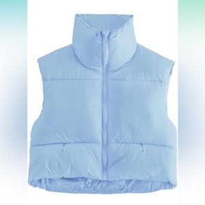 Light Blue Crop Puffer Vest